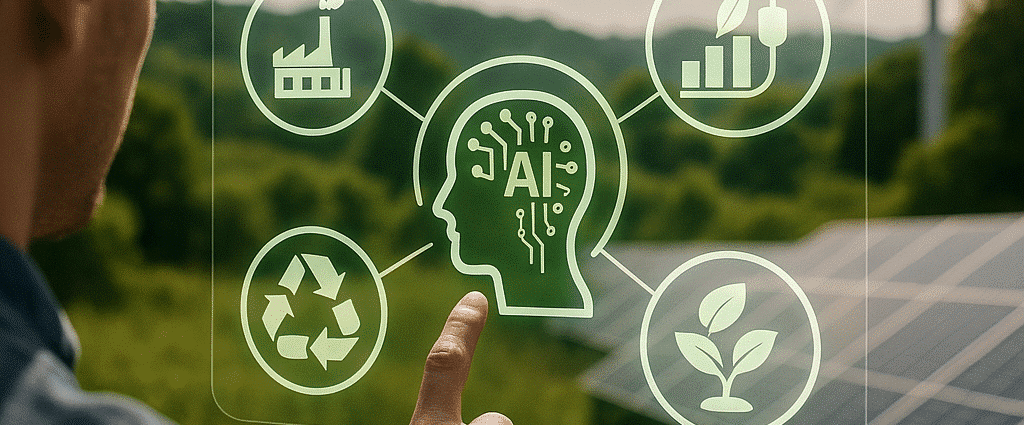 Ai og bærekraft: hvordan teknologi kutter utslipp, sparer energi og driver grønn innovasjon – illustrasjon