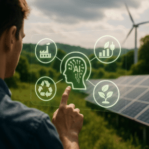 Ai og bærekraft: hvordan teknologi kutter utslipp, sparer energi og driver grønn innovasjon – illustrasjon