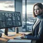 Norwegian office workers review ai gdpr and automation compliance on computer screens