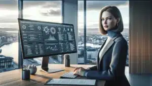 Norwegian office workers review ai gdpr and automation compliance on computer screens